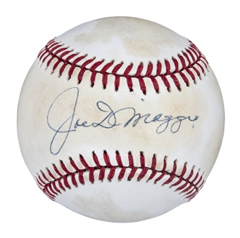 Joe DiMaggio Autographed OML Brown Baseball (JSA)